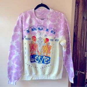 Urban outfitters truth skeleton tyedye pull over sweatshirt